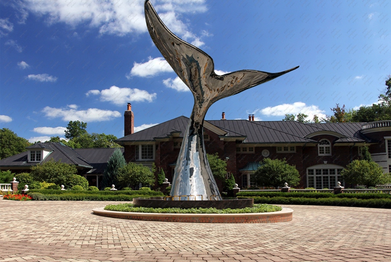stainless steel whale sculpture for park center