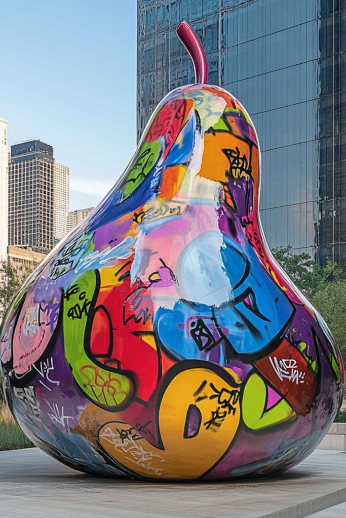 Graffiti Art Finish modern apple sculpture