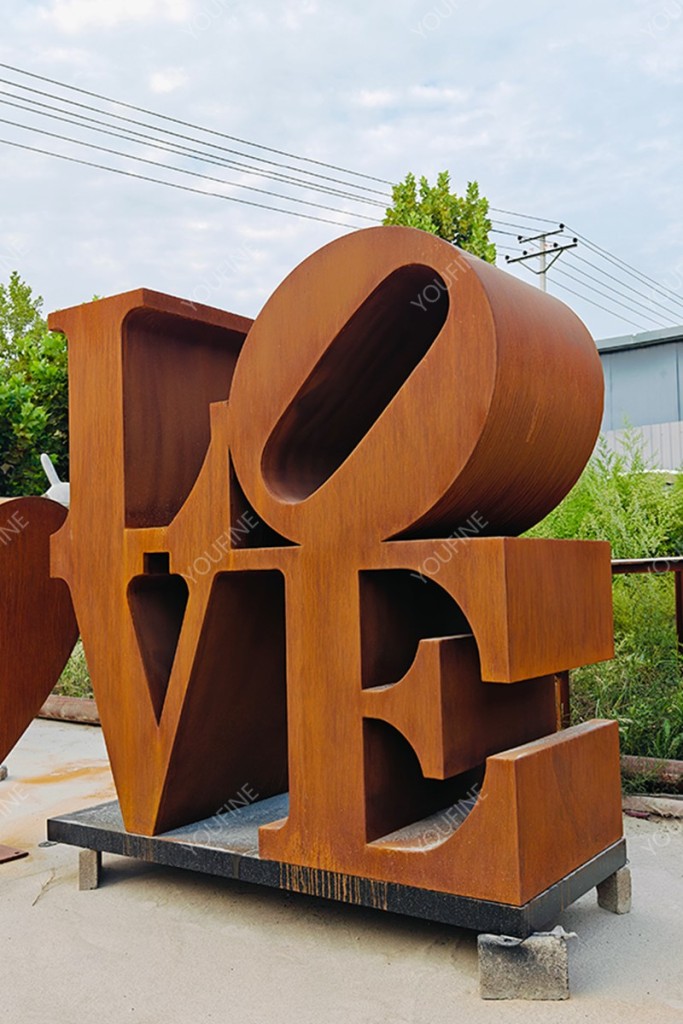 outdoor Love steel sculpture