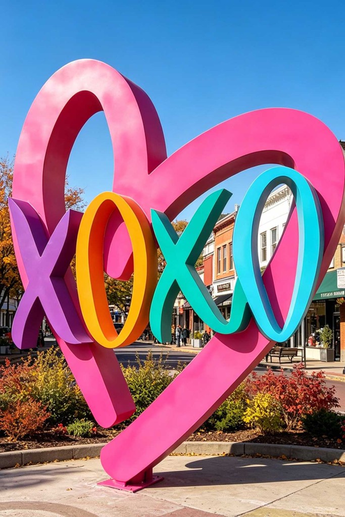 Multi-Color Combination Finish Love heart sculpture
