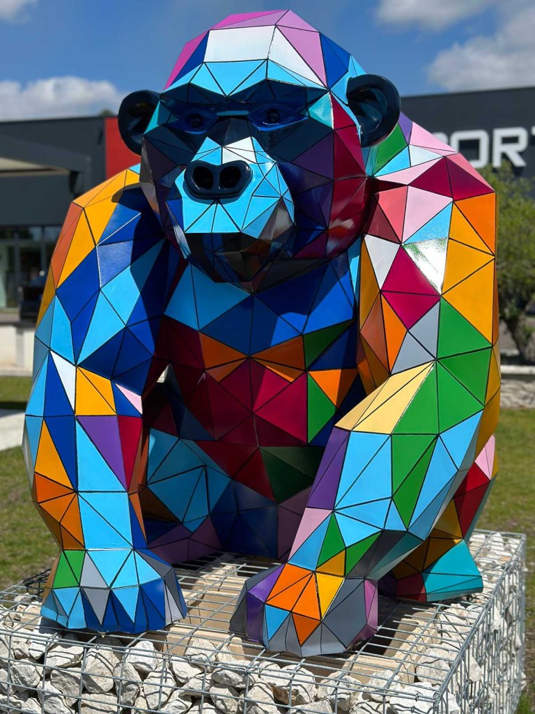 color sculpture feedback - geometric gorilla sculpture