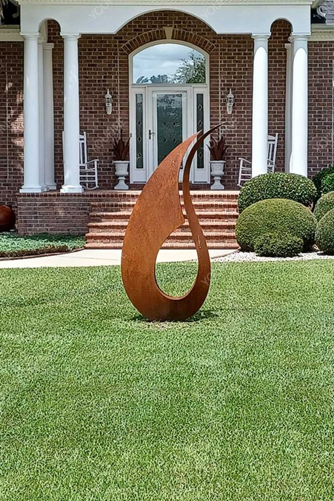 villa yard corten steel abstract sculpture