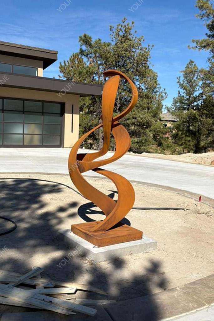 outdoor corten steel abstract sculpture