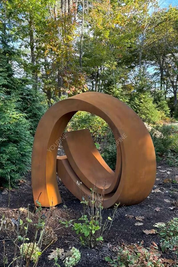 corten steel abstract sculpture for garden