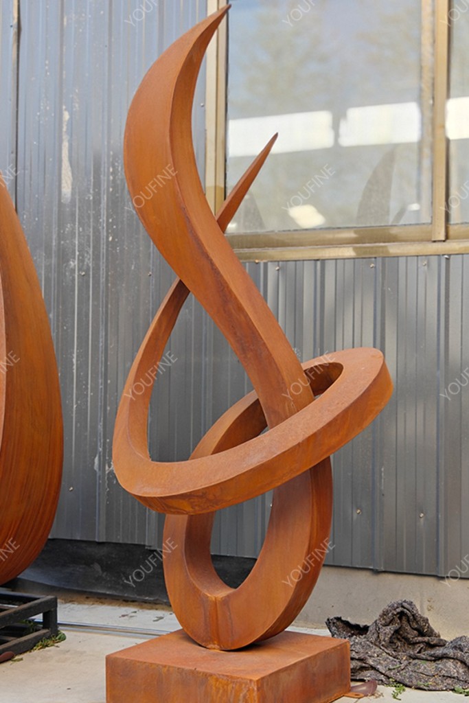 growth corten steel abstract sculpture