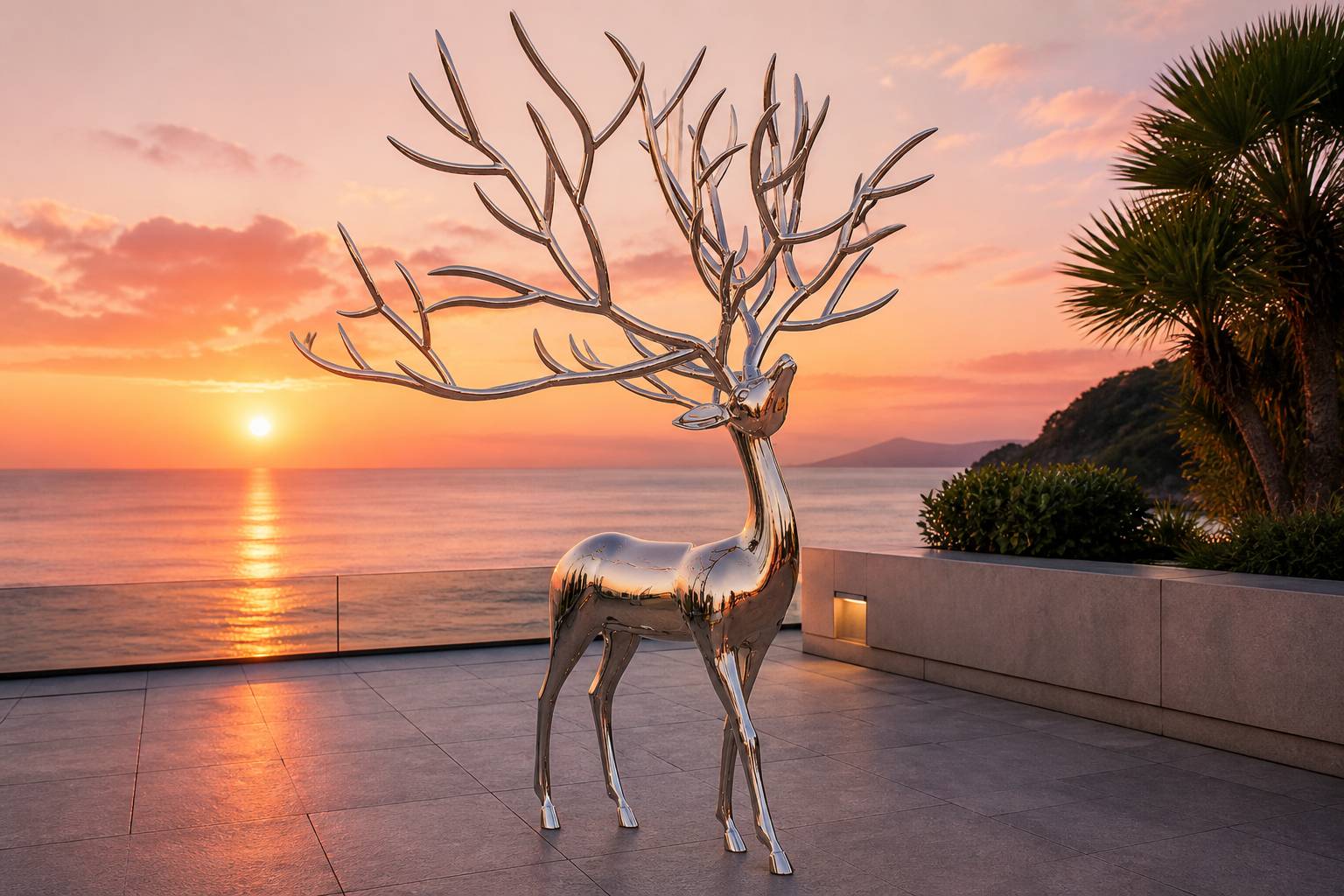 316 stainless steel deer sculpture for seaside landscape