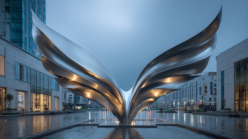 huge metal wing sculpture