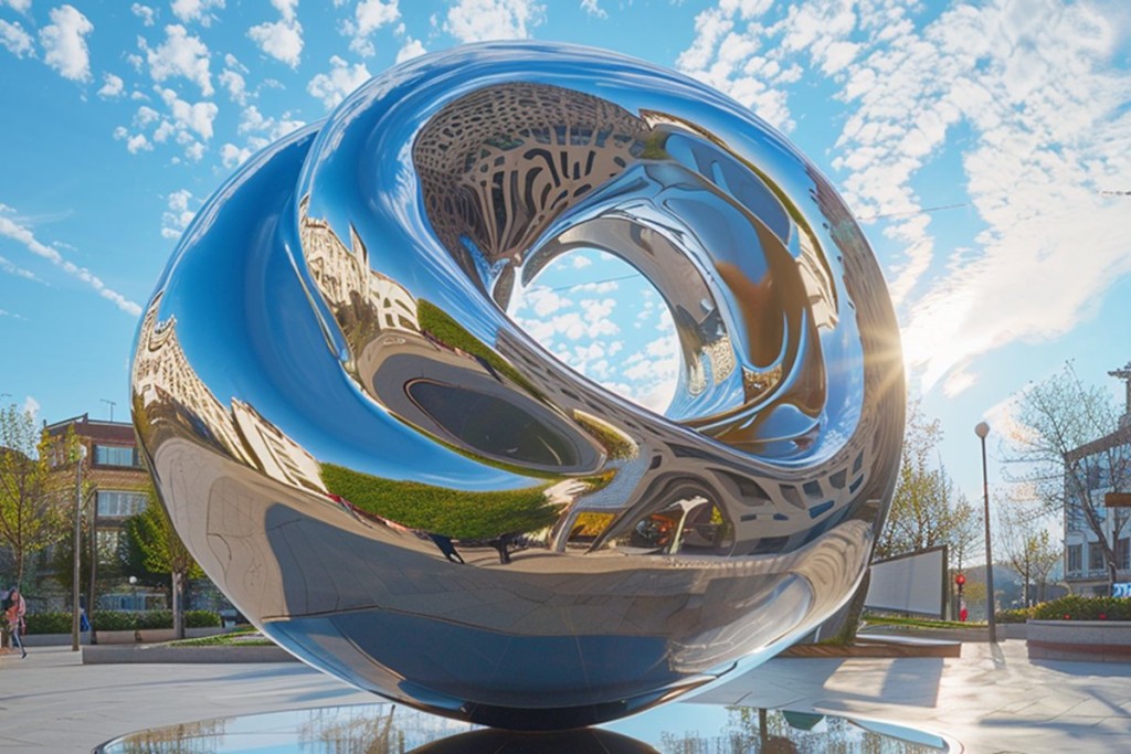 mirror polished huge stainless steel sculpture