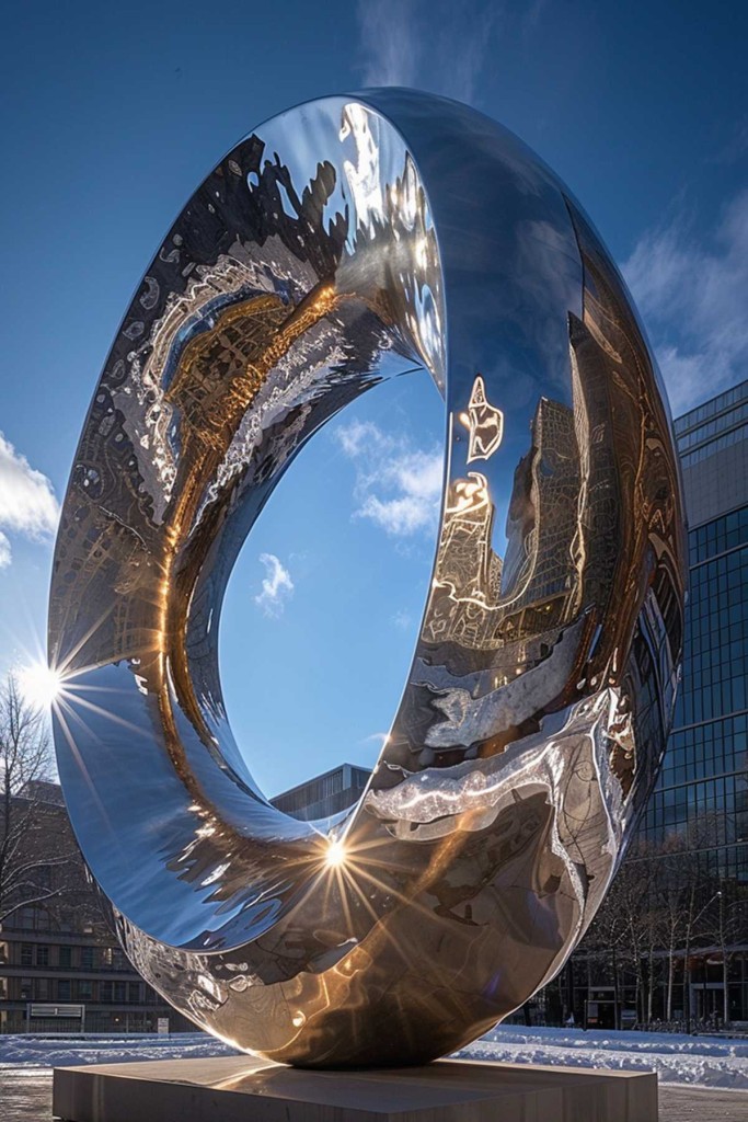 stainless steel ring sculpture