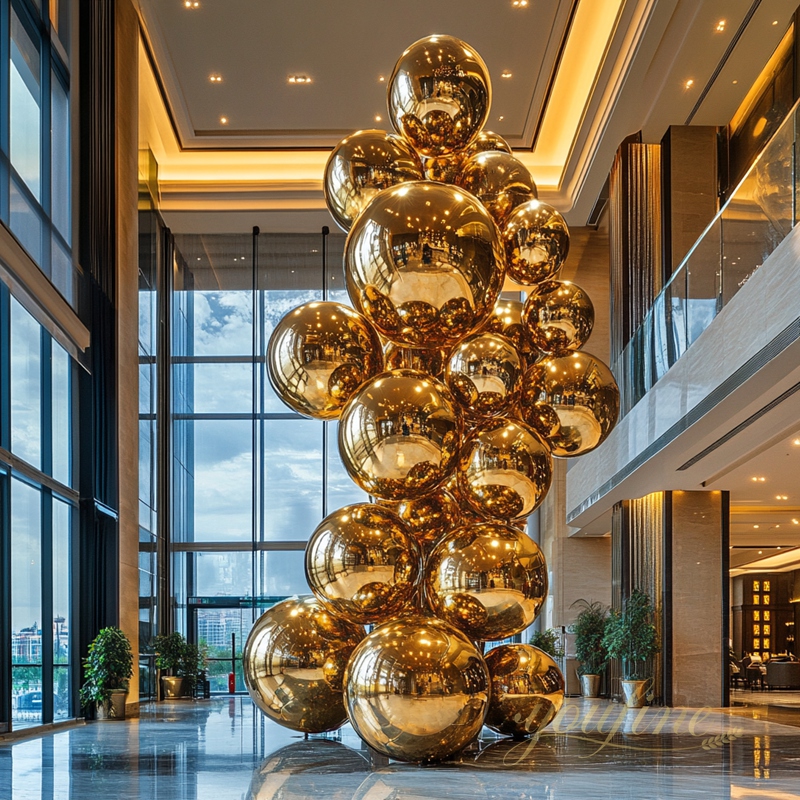 stainless steel hotel lobby sculpture