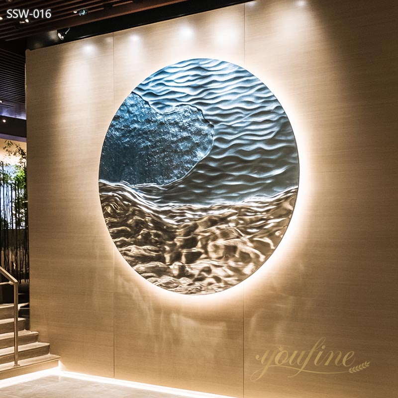 Oil Painting Design Stainless Steel Water Ripple Sculpture for Wall