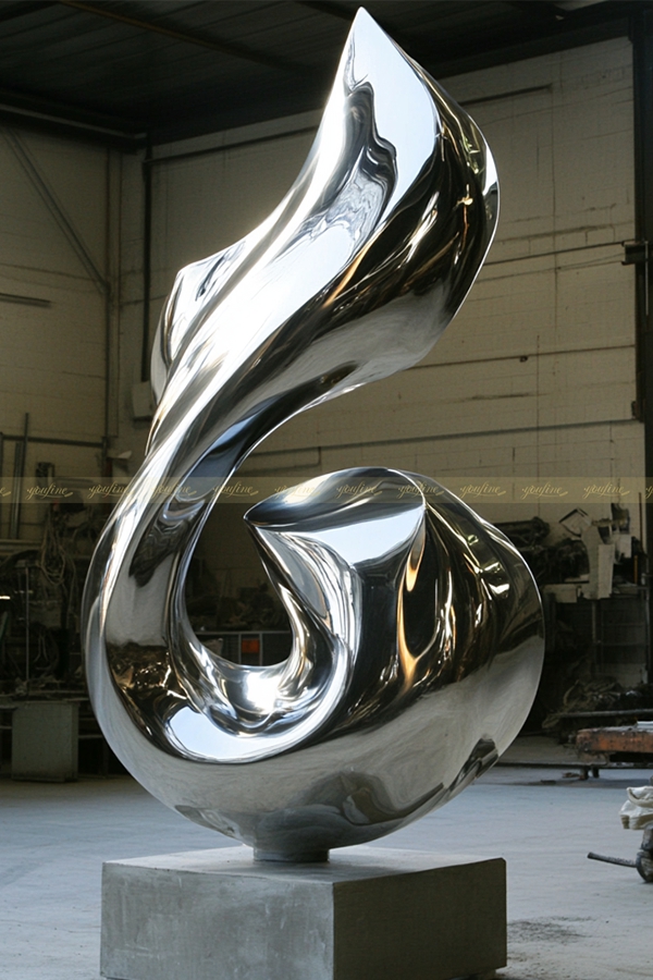 Bespoke Metal Sculptures - - 8 abstract stainless steel sculpture in factory