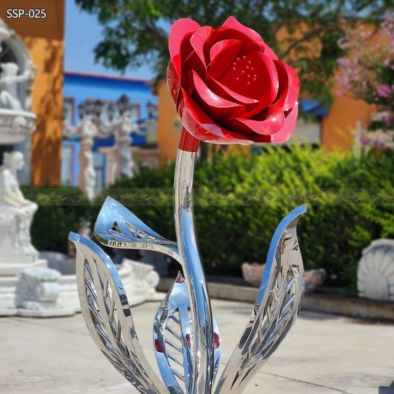 Outdoor Stainless Steel Rose Sculpture SSP-025