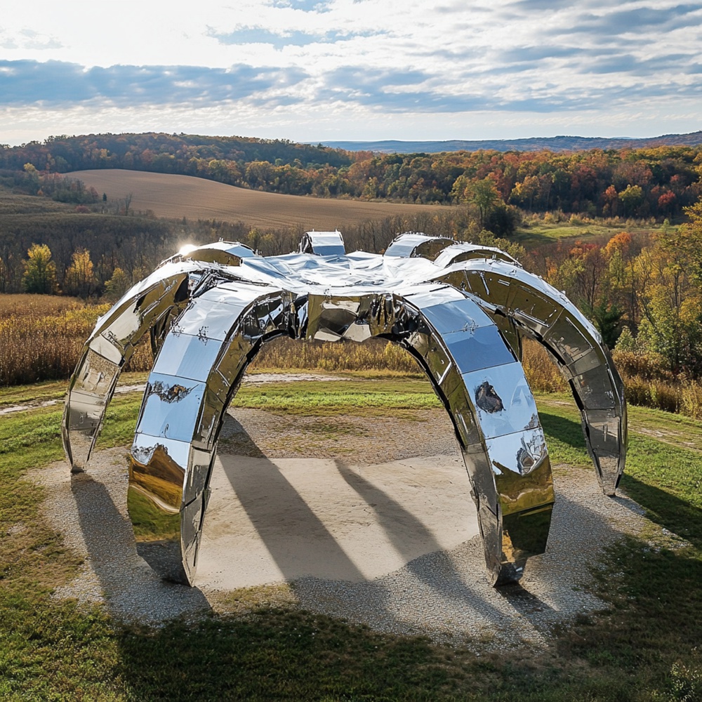 public stainless steel abstract pumpkin sculpture