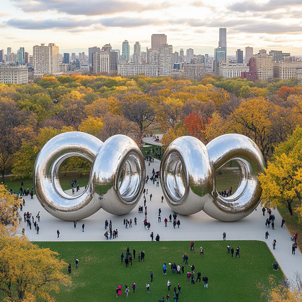 YouFine public stainless steel abstract sculpture