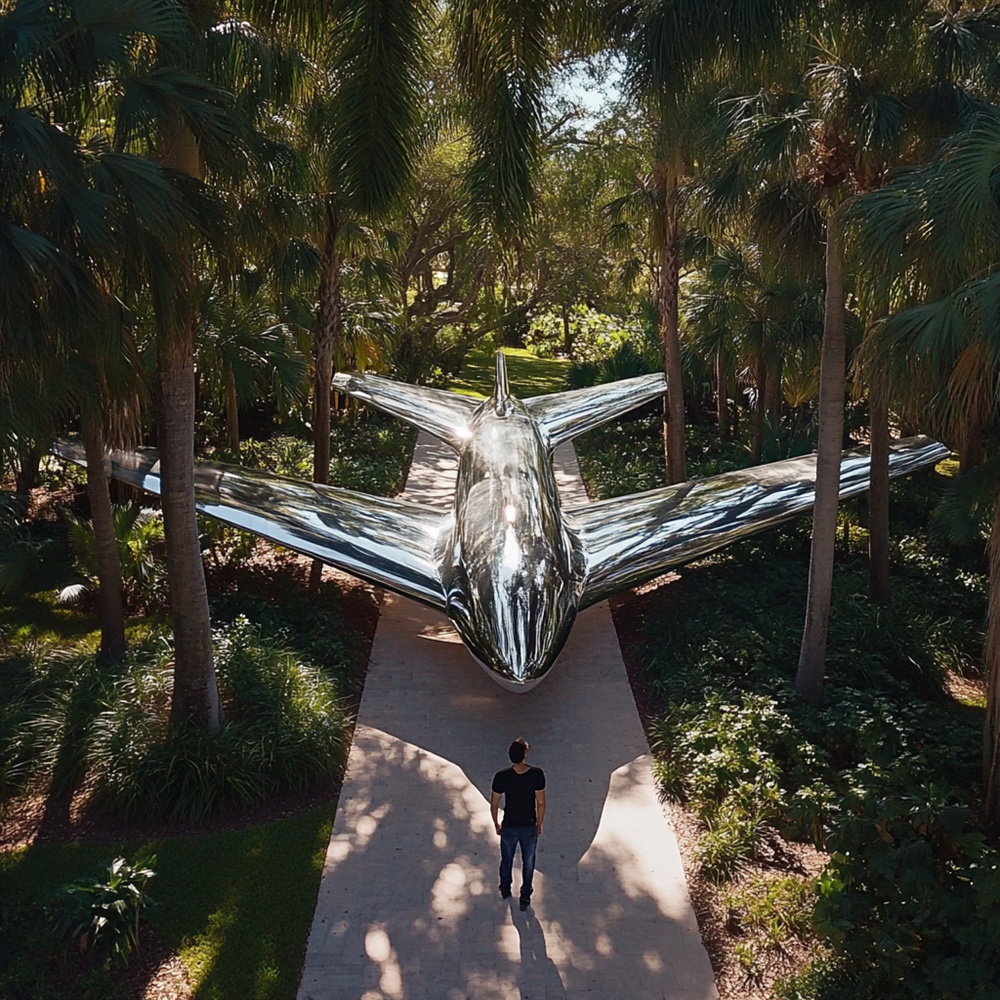 YouFine public stainless steel airplane sculpture