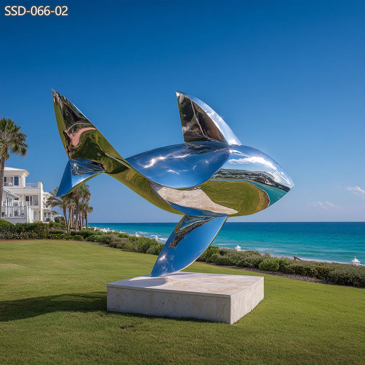 stainless steel fish sculpture for seaside