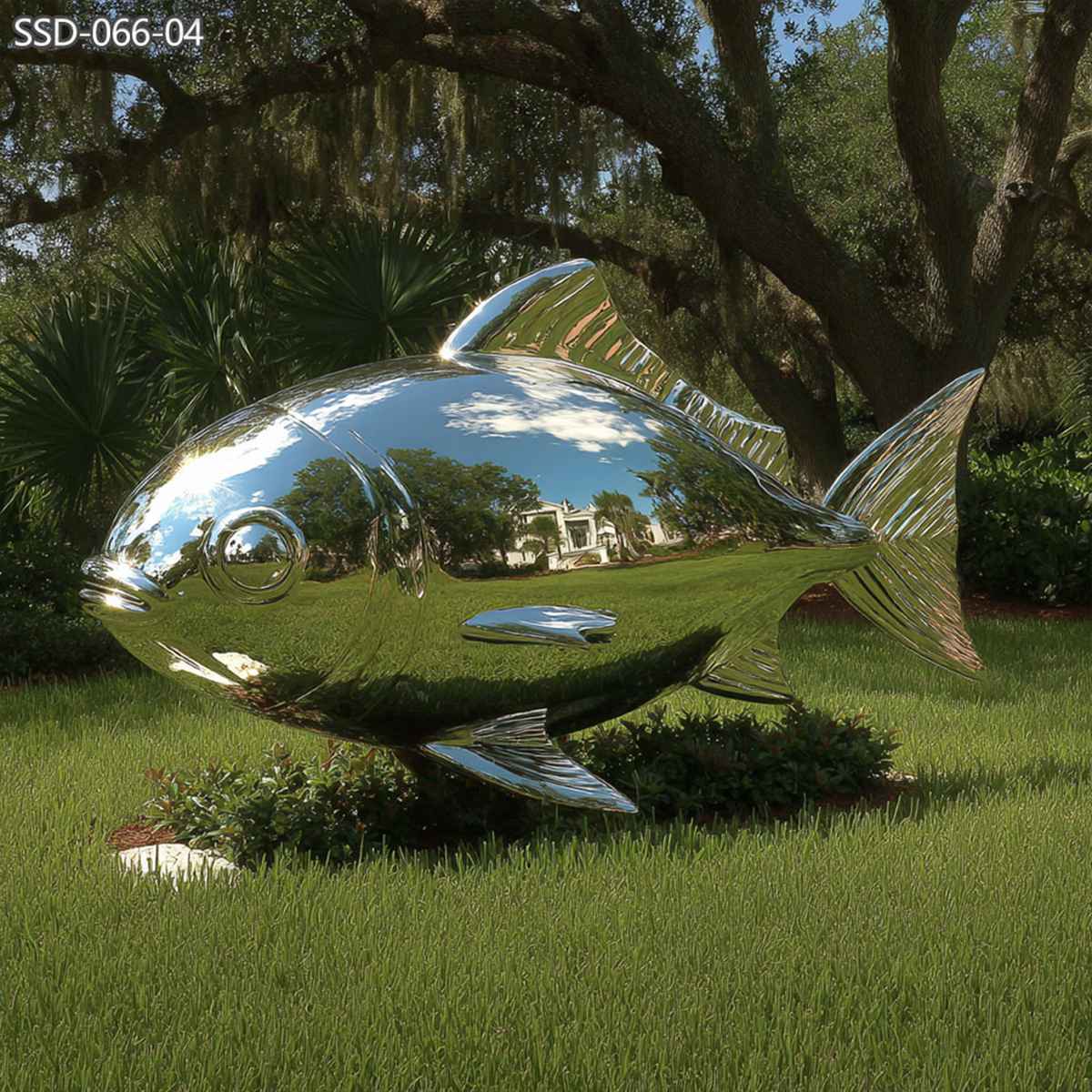 stainless steel fish sculpture for lawn
