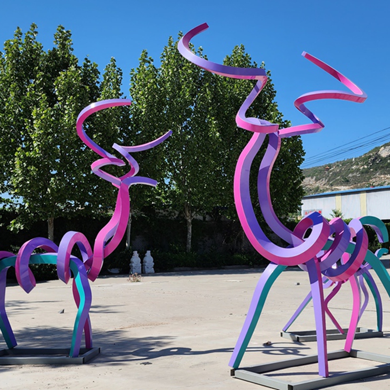 Stainless Steel Sculpture Buying Guide - - 7 colorful stainless steel line deer sculpture