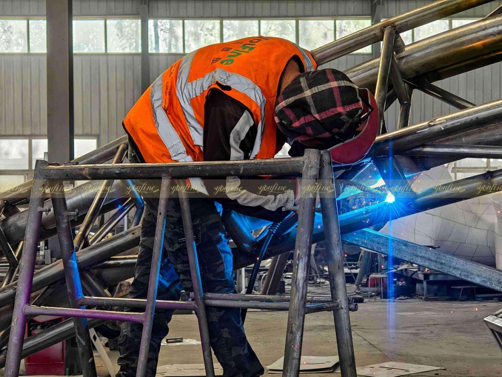 YouFine factory Large stainless steel fountain sculpture project under production