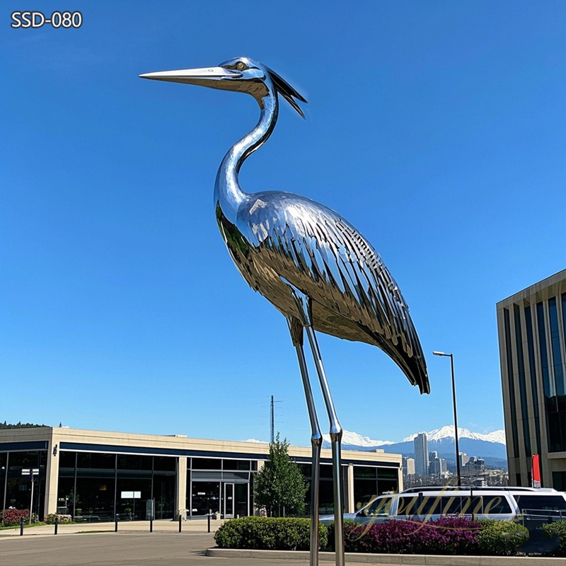 public Blue Heron Metal Yard Art Sculpture