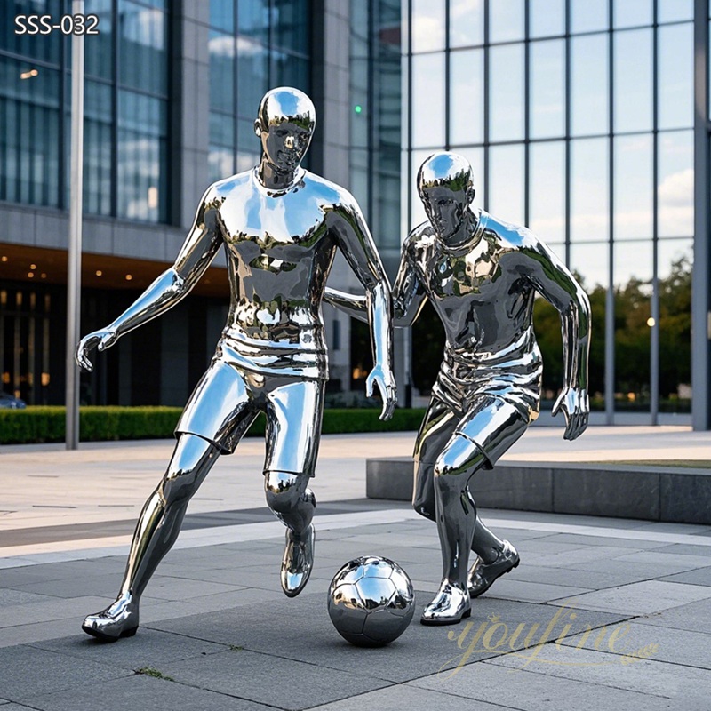 outdoor Stainless Steel Football Player Statue