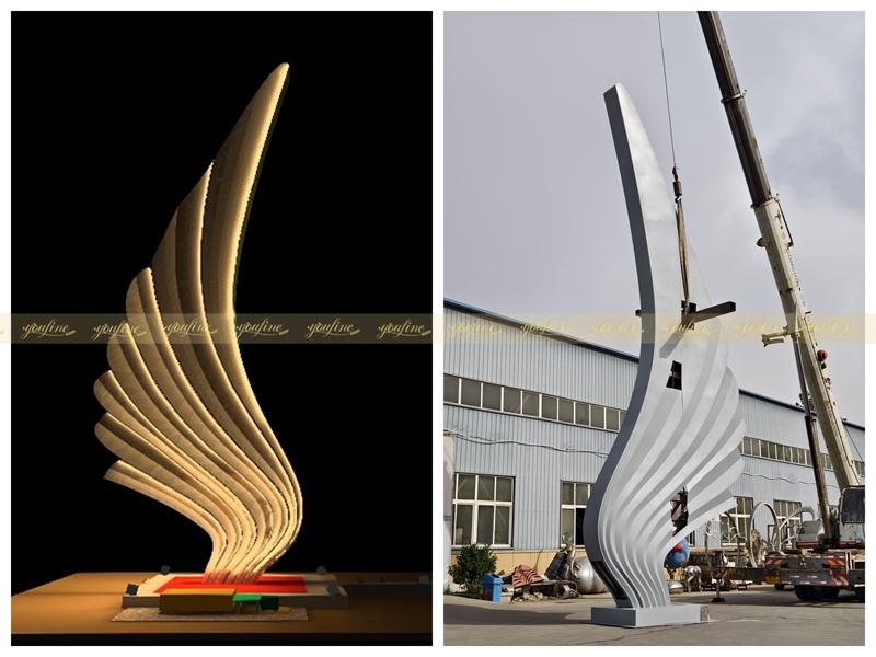 youfine Stainless Steel Futuristic Wing Sculpture
