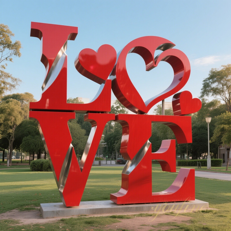 modern art heart stainless steel LOVE sculpture
