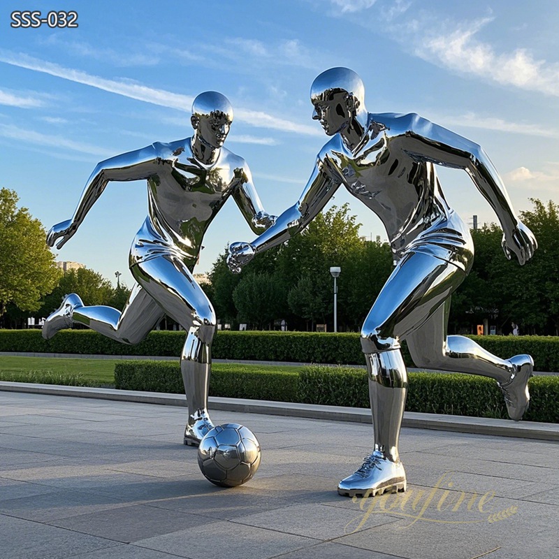 modern metal Football Player Sculpture