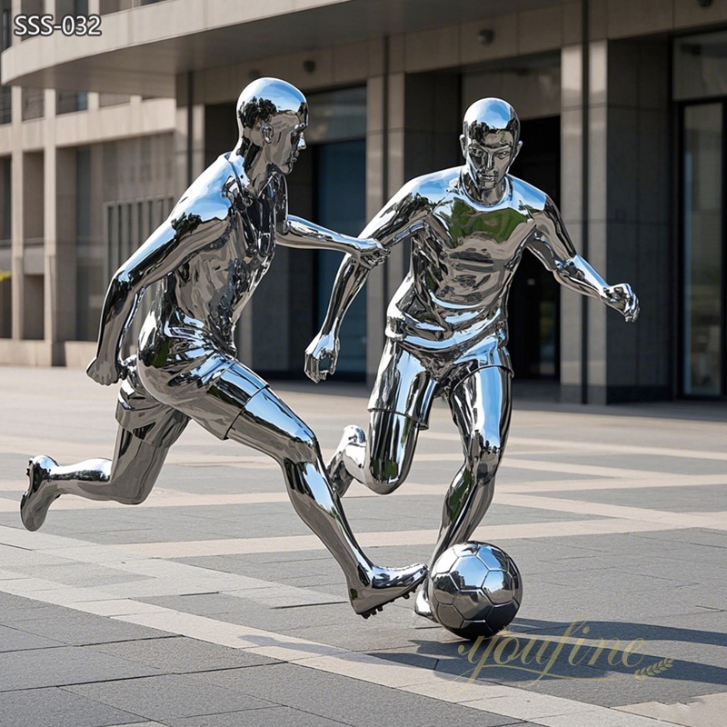 high quality modern metal Football Player Sculpture