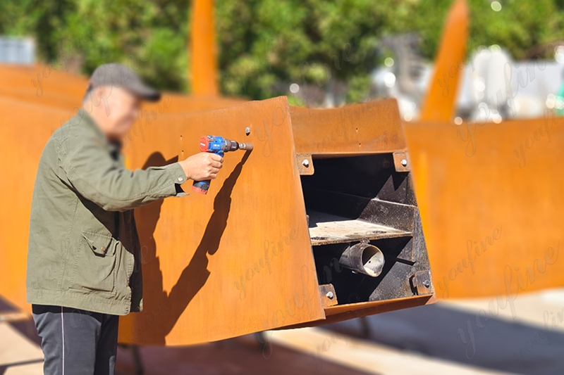 production of Honoring Waitaha People corten steel sculpture project in New Zealand