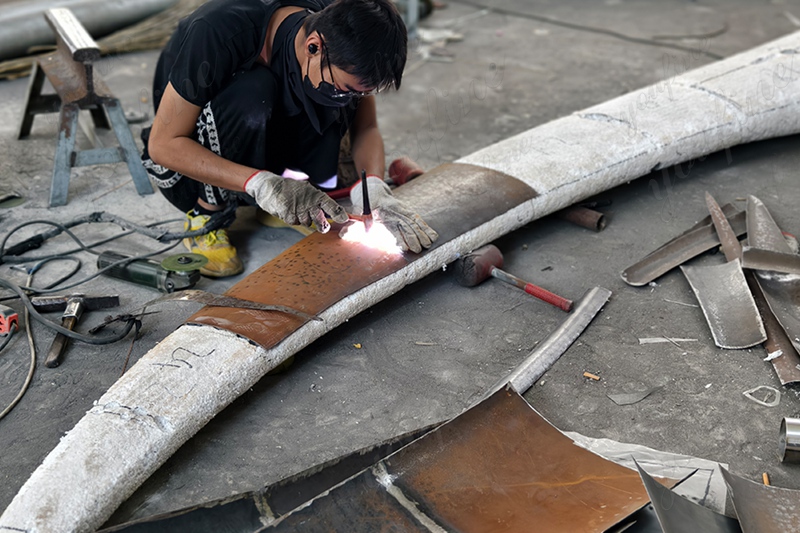 production of Honoring Waitaha People corten steel sculpture project in New Zealand