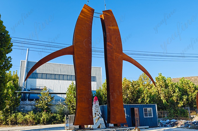 test installation of Honoring Waitaha People corten steel sculpture project in New Zealand