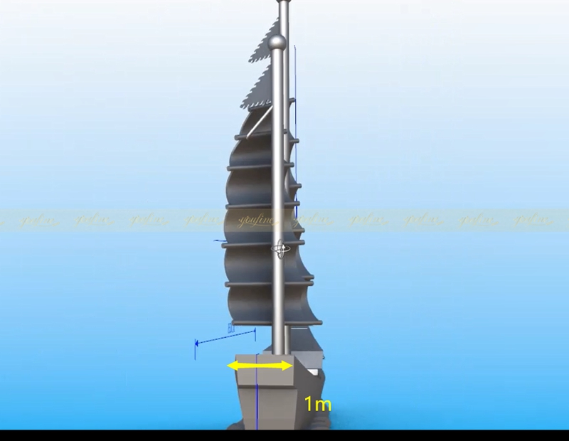 Stainless Steel Huge Sailing Ship Sculpture Project for Roundabout - - 4 youfine 3D drawing of stainless steel sail sculpture