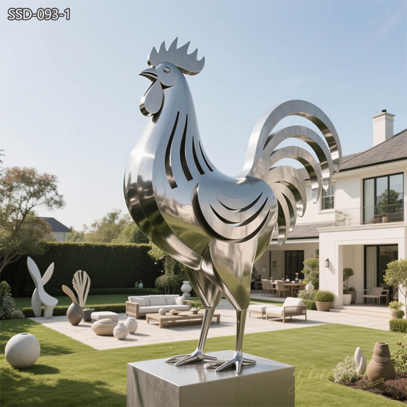 villa Abstract Metal Rooster Sculpture