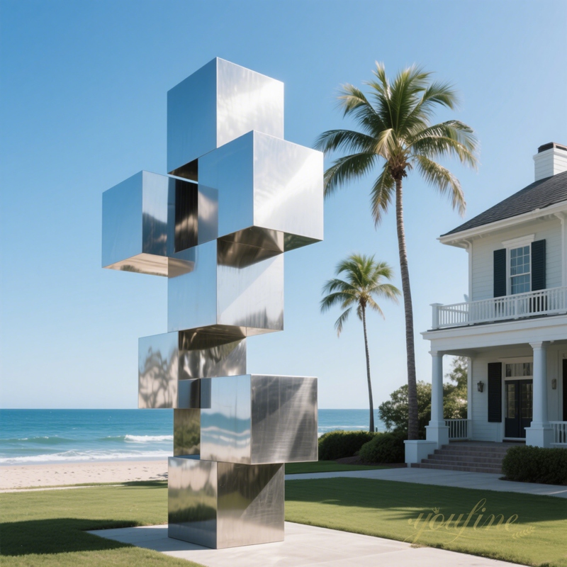 stainless steel Cube Tower Sculpture