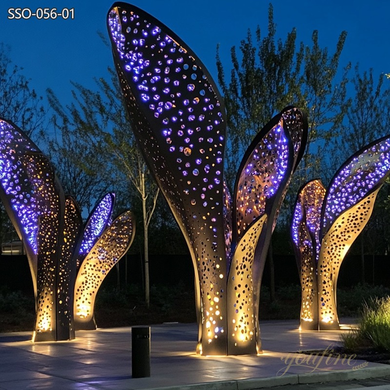 Custom stainless steel Outdoor Light Sculptures for Public Spaces