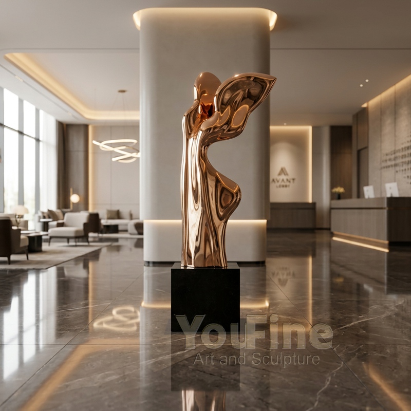 Custom Rose Gold Abstract Stainless Steel Sculpture SSA-084