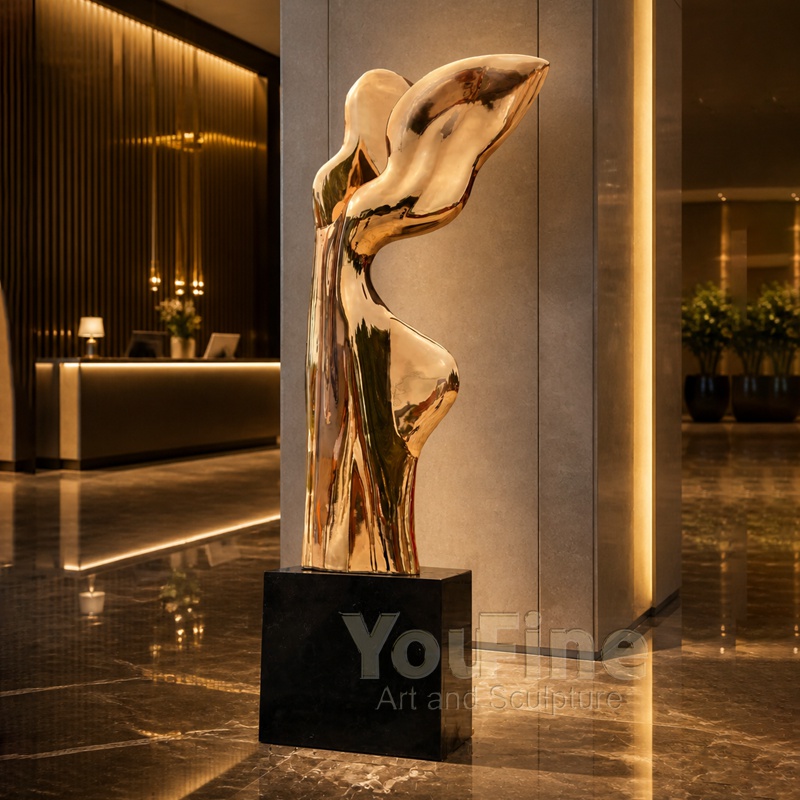 Custom Rose Gold Abstract Stainless Steel Sculpture