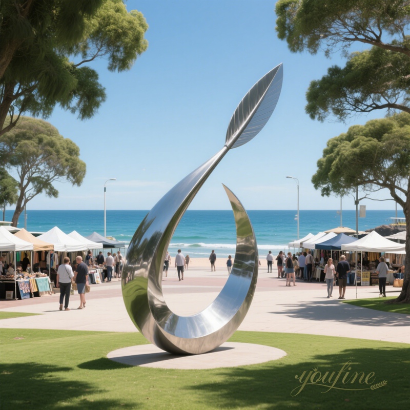 stainless steel Drop with Leaf Sculpture