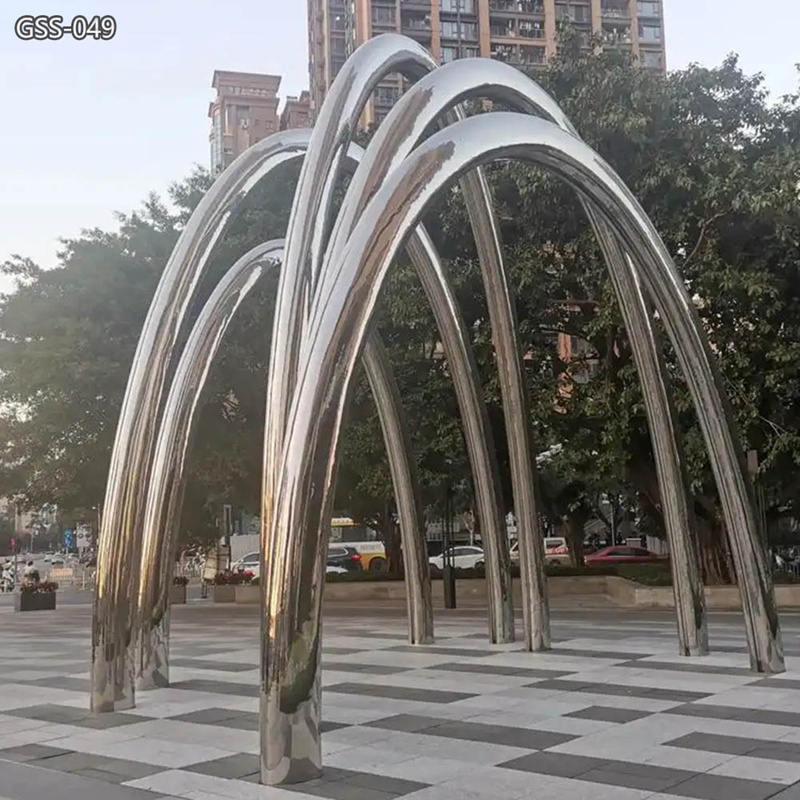 stainless steel Half Ring Light Arch Sculpture for Urban City