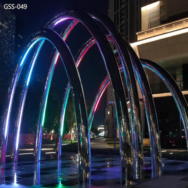 Interactive LED Half Ring Sculpture for Urban Nightscape