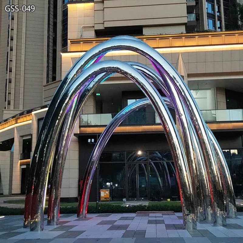 stainless steel Interactive LED Half Ring Light Arch Sculpture