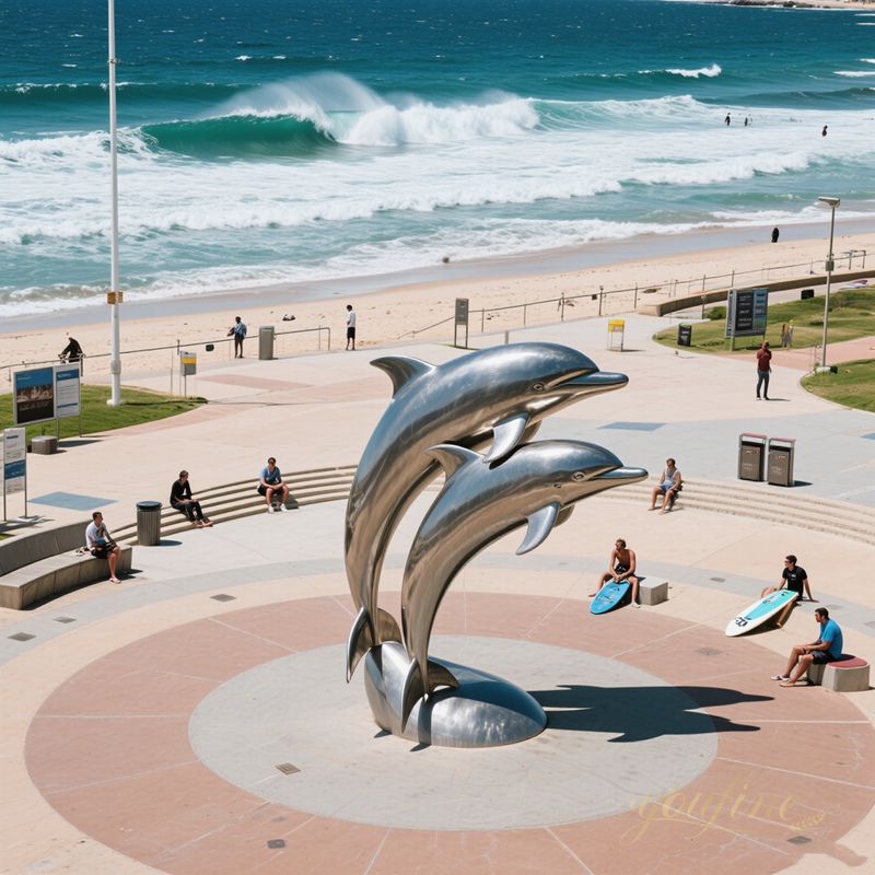 stainless steel Jumping Dolphins Sculpture