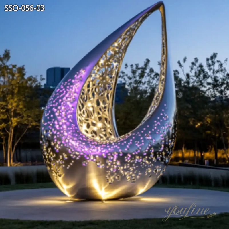 stainless steel Outdoor Light Water Drop Sculptures for Public Spaces