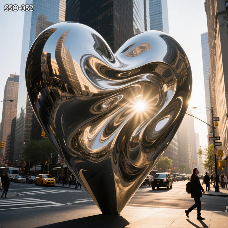 outdoor Mirror-Polished Abstract Heart Sculpture