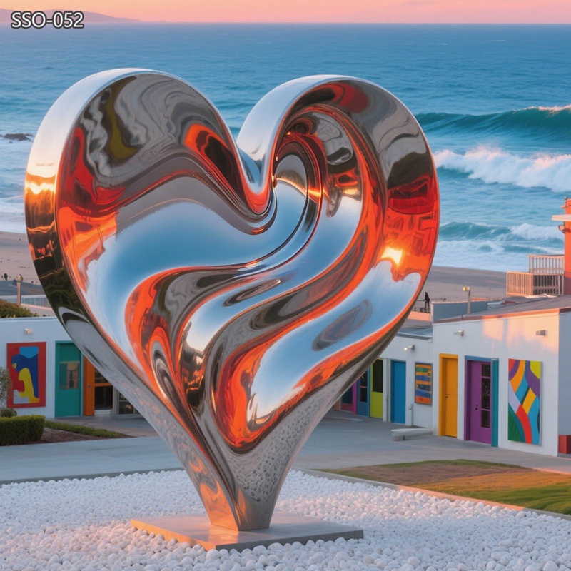 Mirror-Polished Stainless Steel Abstract Heart Sculpture SSO-052