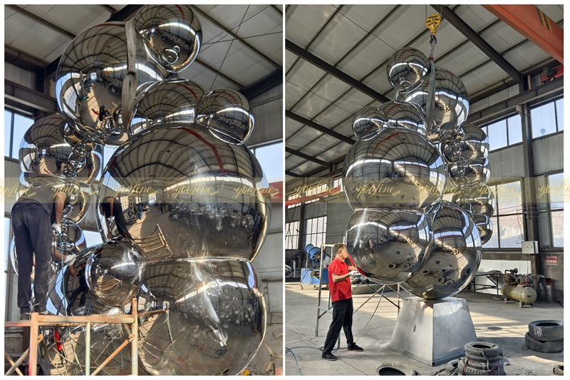 youfine produce Mirror Polished Stainless Steel Ball Large Scale Sculpture