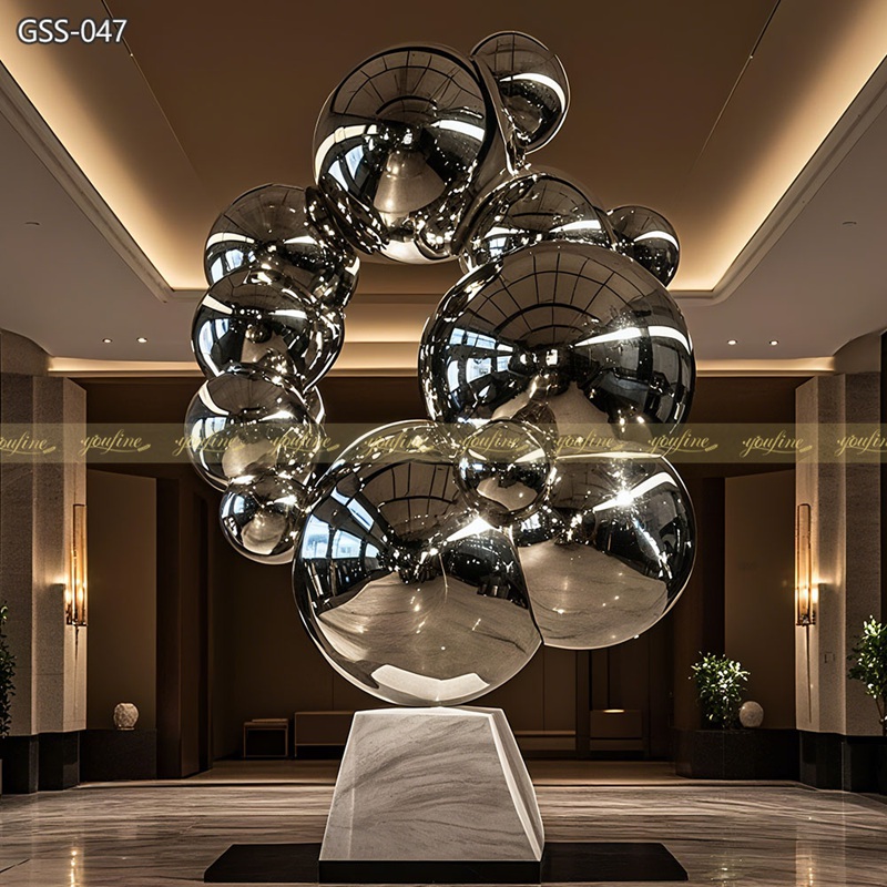 Mirror Polished Stainless Steel Bubble Ball Large Scale Sculpture