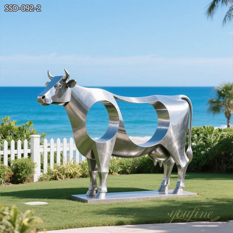 seaside Modern Metal Cow Sculpture